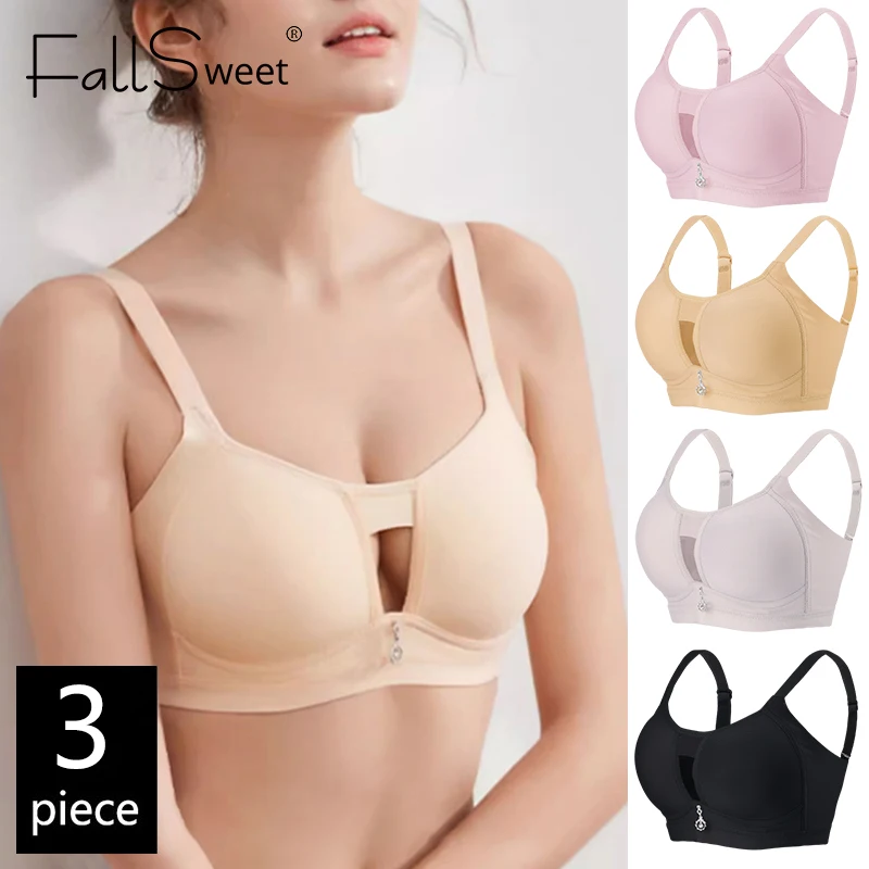 FallSweet 1-3 pièces/ensemble soutien-gorge grande taille sans fil pour femmes Bralette Invisible sans couture sans coussinets sous-vêtement confortable Lingerie féminine