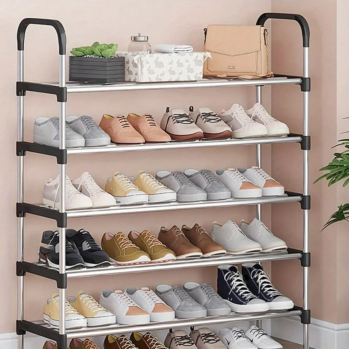 4/5/6/7 Schicht Schuhregal Schuhe Organizer Schuhregal Schuhkarton Schuhregal Pflanzenregale Metallschrank Schuhe Organizer Schränke Platz Image