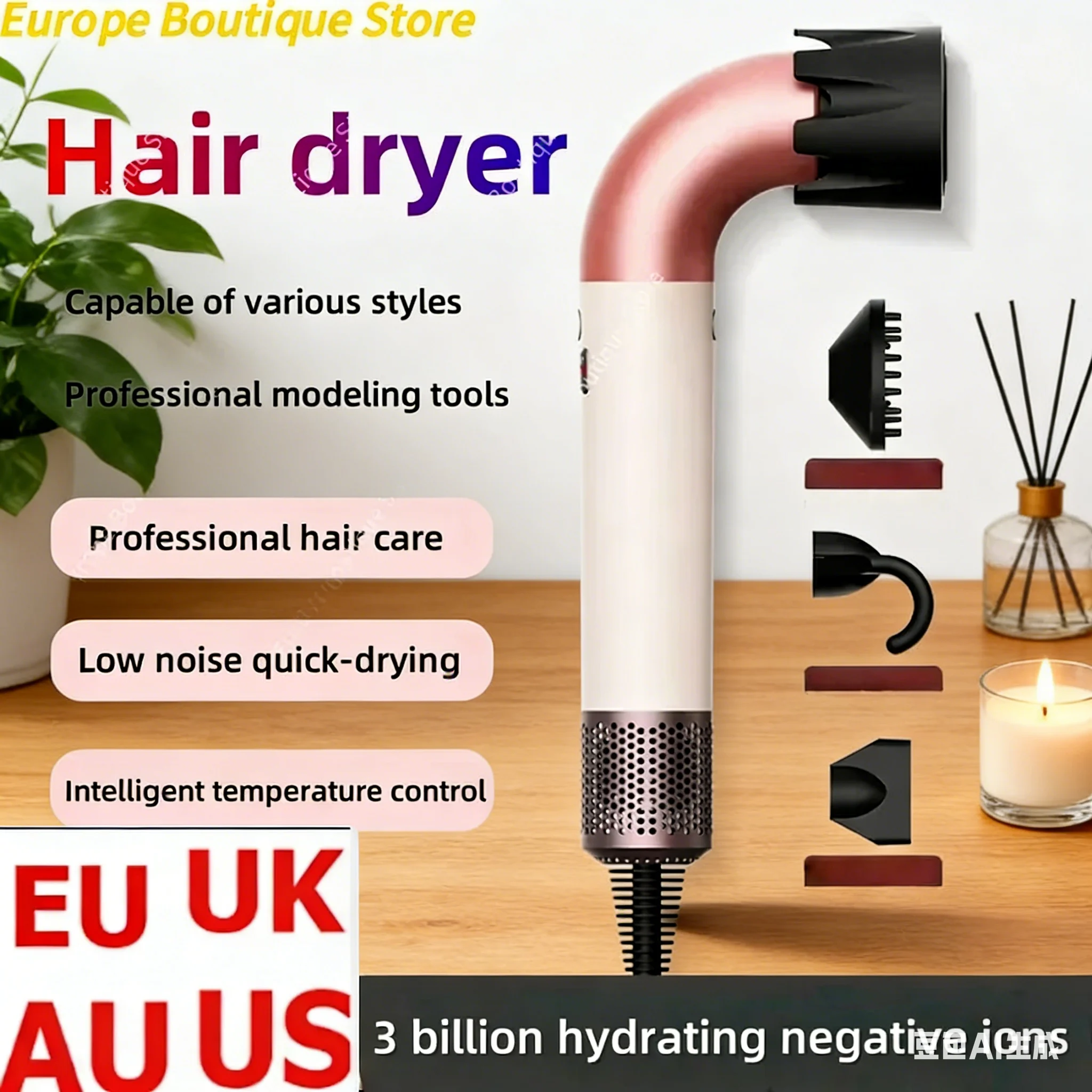 Neuer blattloser Haartrockner: Negativ-Ionen-Föhn, konstantes Anionen-Werkzeug für schnelles Trocknen und professionelles Haarstyling Image