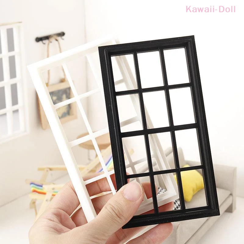 1Pcs Simulation Holz Fenster Rahmen Modell 1/12 Puppenhaus Möbel Dekoration Puppen Haus Micro Szene Zubehör Image
