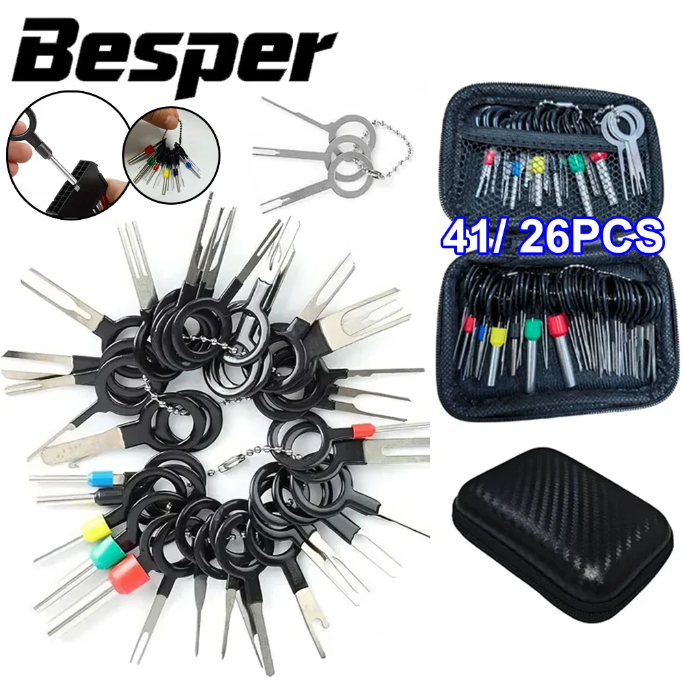 41/26PCS Universal Auto Terminal Entfernung Reparatur Werkzeug Draht Stecker Stecker Extractor Puller für Auto Terminals Demontage hand Werkzeug Image