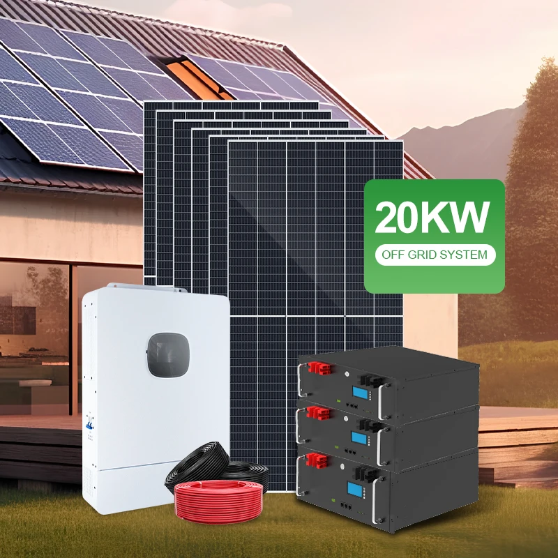 30 kW komplettes Solarenergiesystem für zu Hause, 15 kW kleines netzunabhängiges System, Solarpanel-Wechselrichter, Lithiumbatterie, an dem Dach montierte Beleuchtung Image