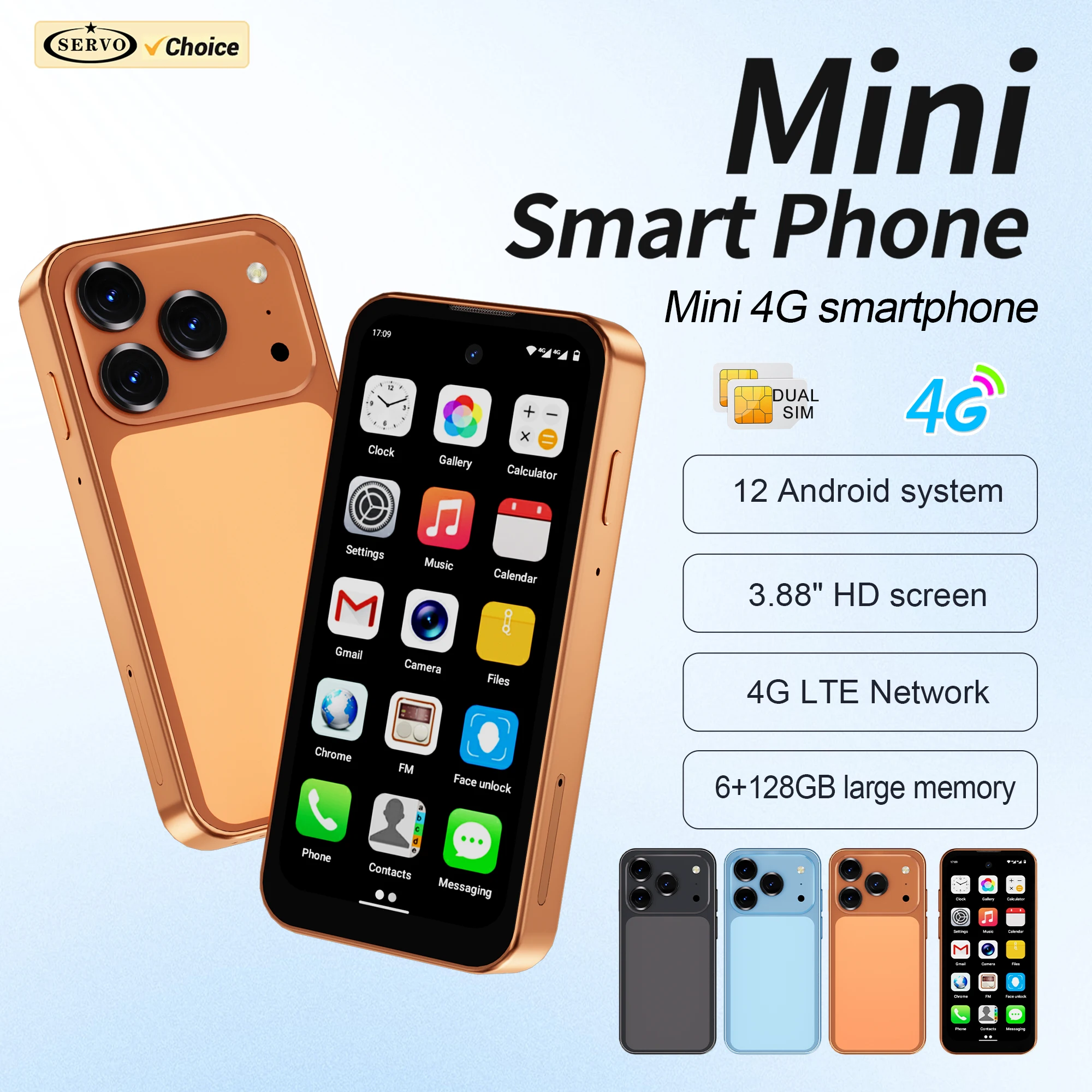 SERVO 19 Air Android Pocket Smartphone 4G LTE 3,88" Display 6GB+128GB Google Play WiFi Hotspot Dual SIM-Karte Mini-Smartphones Image