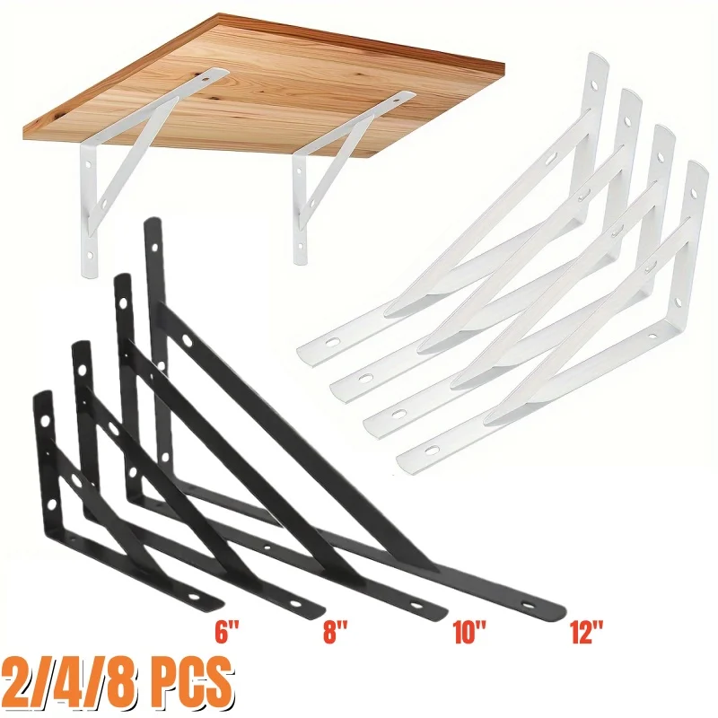 2–8 Stück robuste L-Halterung aus schwarzem/weißem Stahl, 6–12 Zoll schwimmende Stativ-Regalhalterungen, 90-Grad-Winkel-Wandhalterung Image