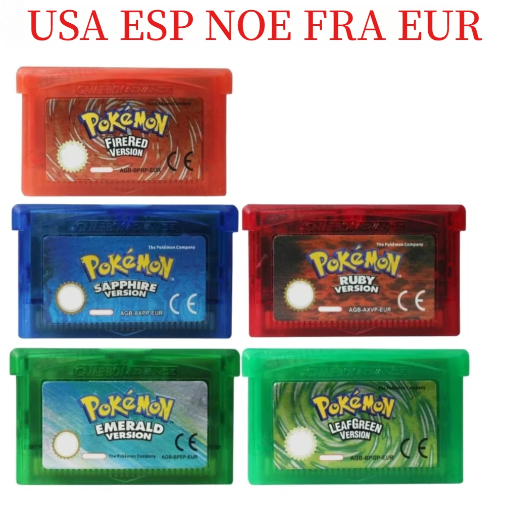 Neue GBA 6-Sprachen-Spielkarte 32-Bit-Videospielkonsolen-Kartusche FireRed Emerald LeafGreen Ruby Sapphire für DS/NDS/GB Spielzeuggeschenk Image