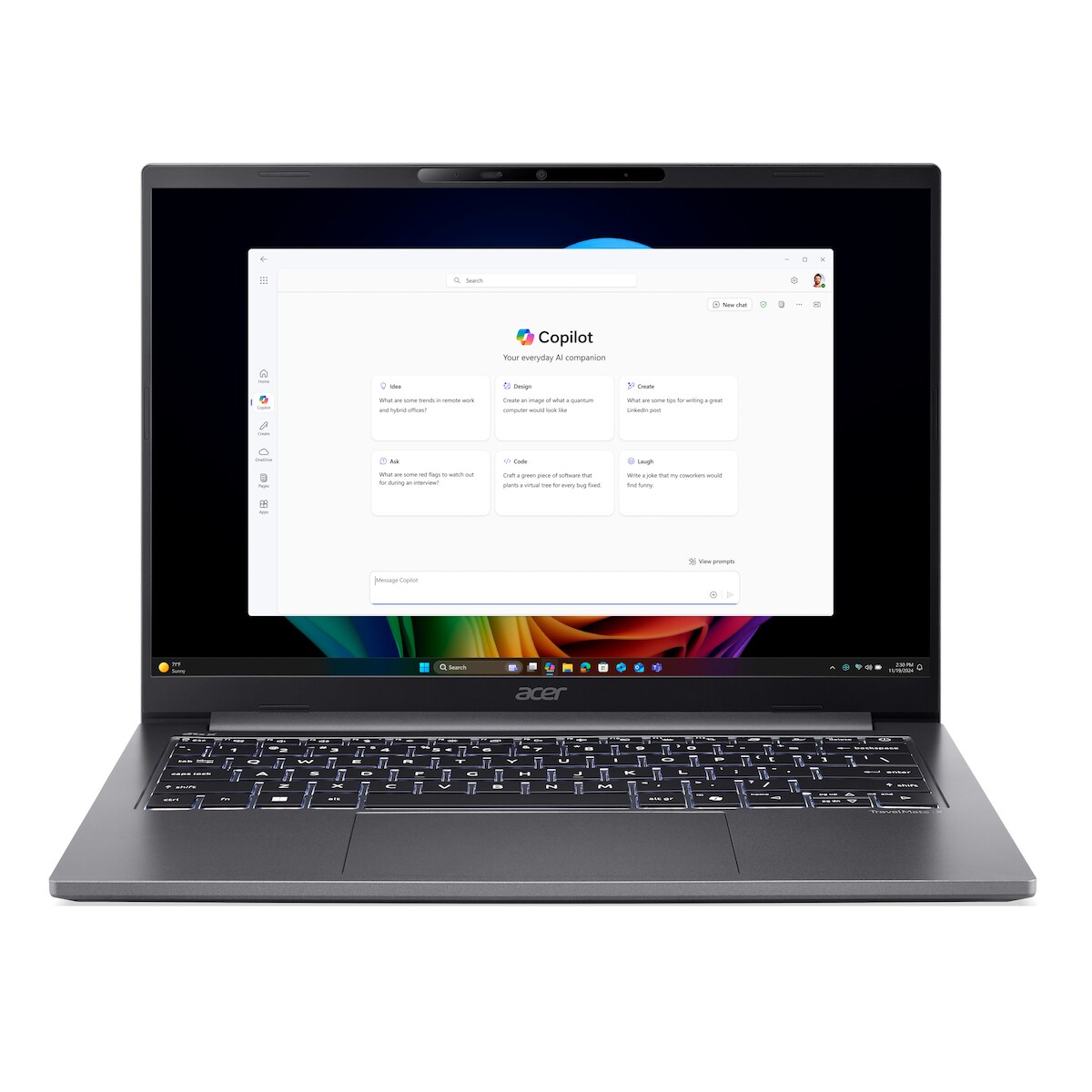 Acer TravelMate X4 (Steel Gray, 14" WUXGA, Intel® Core™ Ultra 7 258V, 32 GB RAM, 4 TB SSD) mit Windows 11 Pro & Office 2024 Pro Image