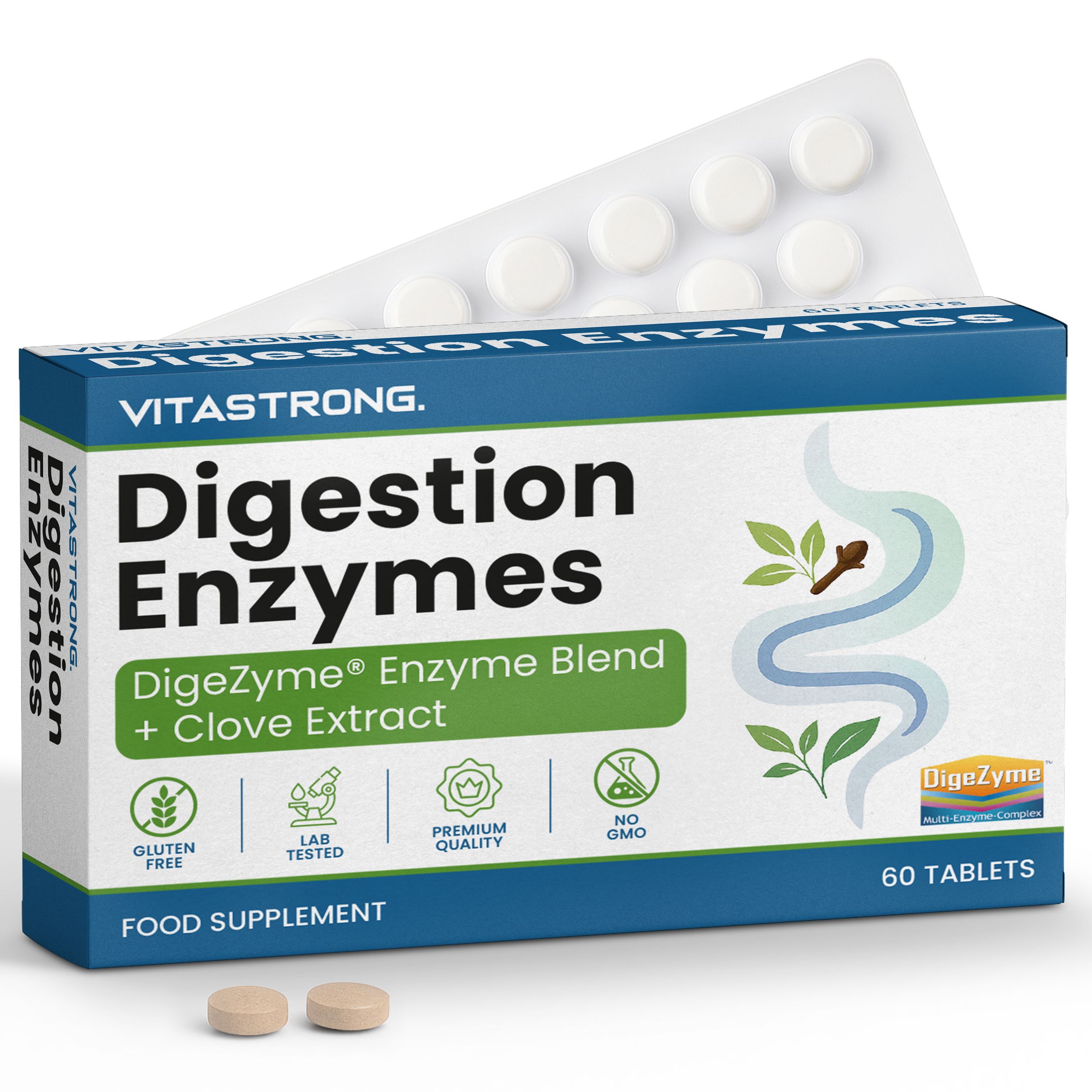 Vitastrong Enzimi Digestivi - 60 Capsule, Supporto Digestivo Completo