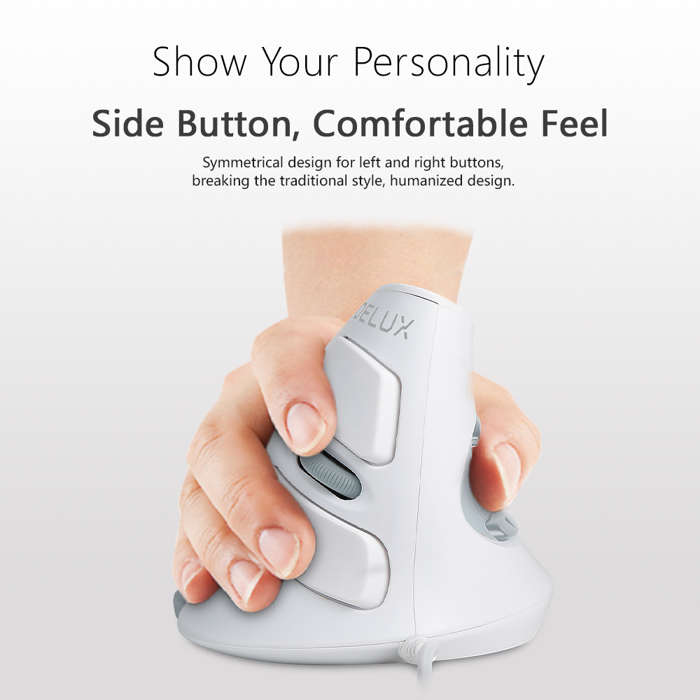 White Ergonomic Vertical Mouse, Wired Optical Right Hand Mice, Comfortable Wrist Mat For PC And Laptop White Ergonomic Vertical Mouse, Wired Optical Right Hand Mice, Comfortable Wrist Mat For PC And Laptop