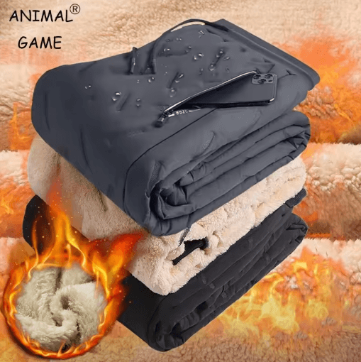 Mens Winter Plush Fleece Sweatpants Lambswool Thermal Waterproof Casual Pants black straight Leg xxxl(65 85kg)