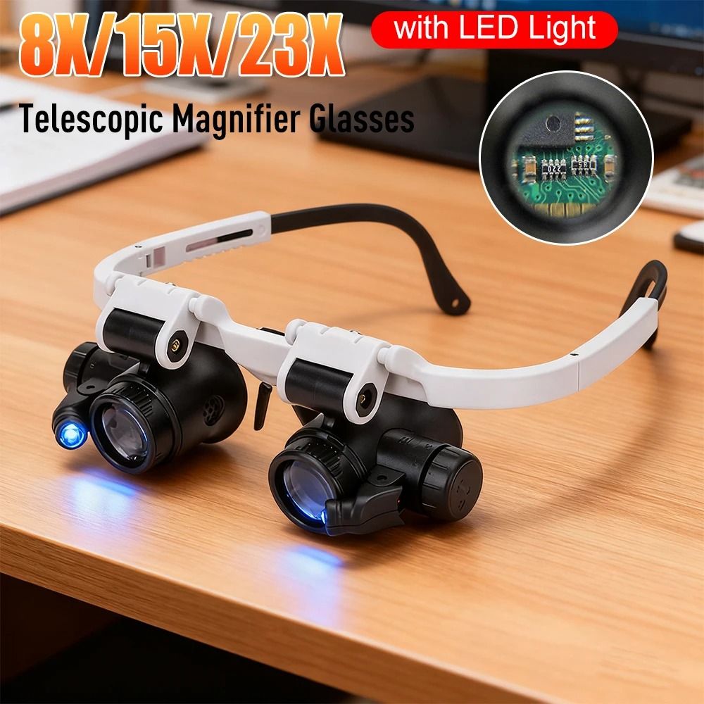 Headband Magnifying Glass With LED Light 8X 15X 23X Headband Magnifying Glass With LED Light 8X 15X 23X
