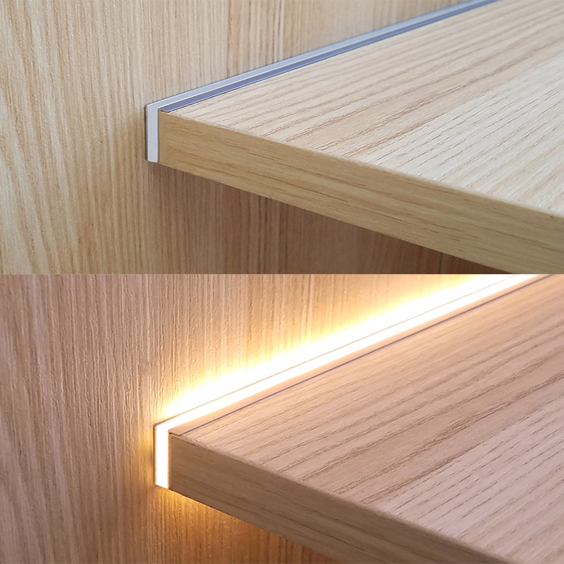 Built in LED Strip Cabinet Shelf, Panel Edge Light Lamp, Invisible Glow Cupboard Back Light 1 Piece Combination warm White(3000k) 40cm