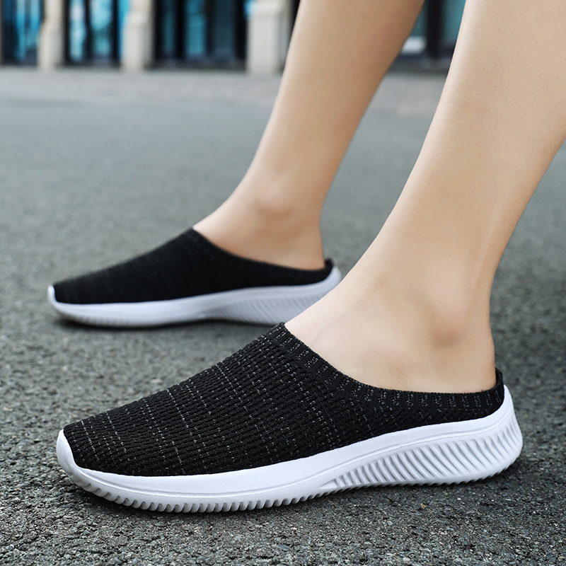 Breathable Summer Mesh Men Casual Shoes, Comfortable Half Loafers, Outdoor Indoor Slippers For Women, Fashion Sneakers white 39