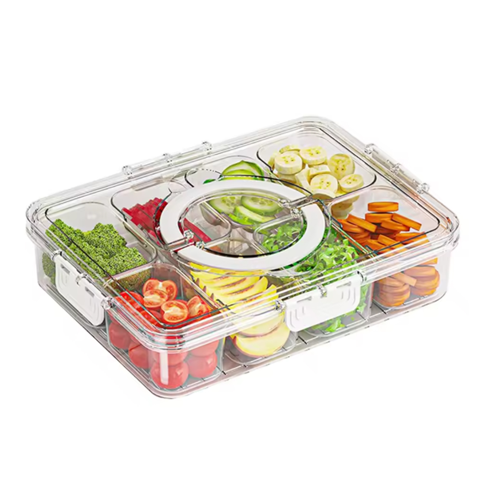 Snack Box With Lid, Divided Plate For Food Storage, Fruit & Vegetable Snack Box For Refrigerator Snack Box With Lid, Divided Plate For Food Storage, Fruit & Vegetable Snack Box For Refrigerator