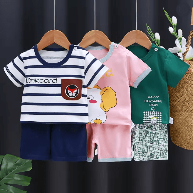 Kids Summer Cotton Clothing Set Cartoon T Shirt And Shorts Outfit 8 6m 9m
