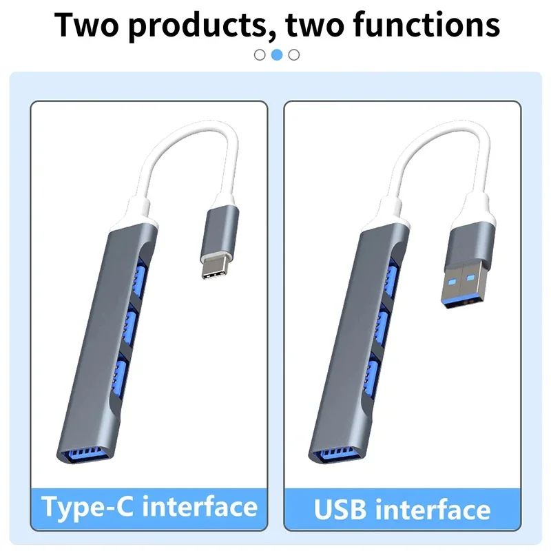 UltraSlim USB C 4 Port USB 3.0 Hub Adapter type c Gray