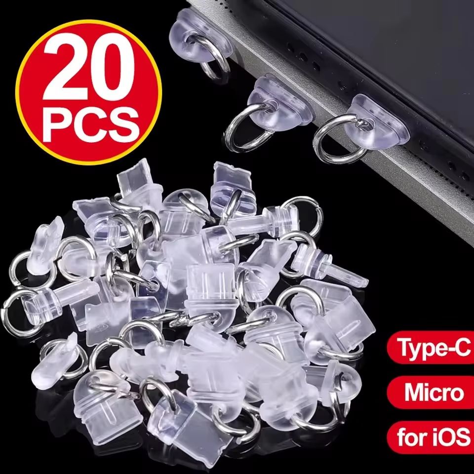 Universal Transparent DIY Charging Port Dust Plugs For IOS Type C Micro Devices 20x For Micro