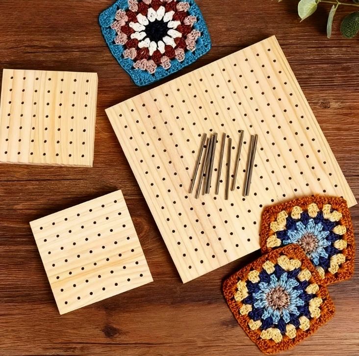 Handcrafted Bamboo Crochet Block Plate Precision Grid Board For Crochet & Weaving Projects 3.9 3.9 Inch