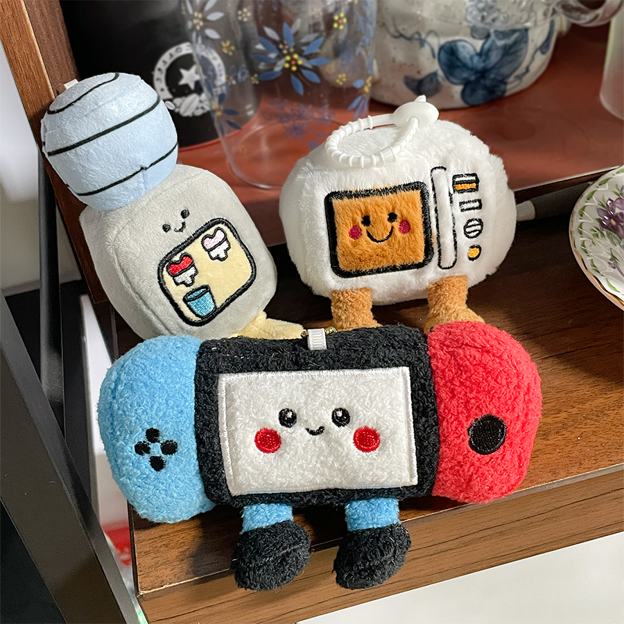 Creative Game Console Peripherals, Plush Charms, Microwave Soft Stuffed Dolls, Cute Water Dispenser Dolls, Key Chain black