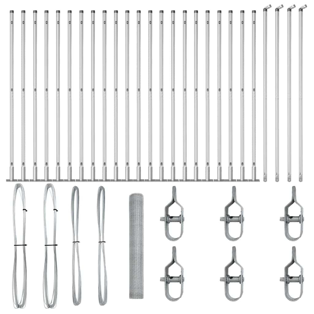 vidaXL Zaunpfosten Silber 50 x 1,2 m (13 mm Gitter) Stahl Image