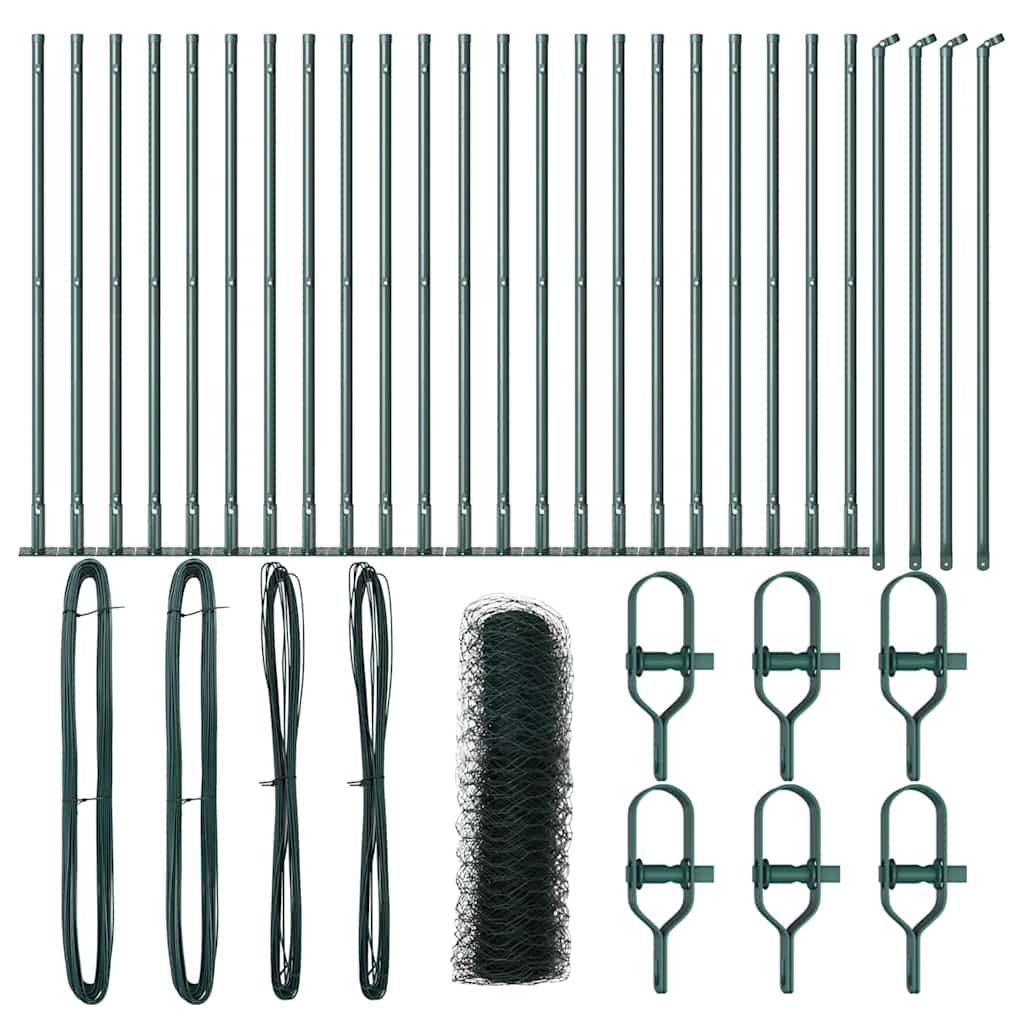 vidaXL Zaunpfosten Grün 50 x 0,8 m (36 mm Maschen) Stahl und PVC
