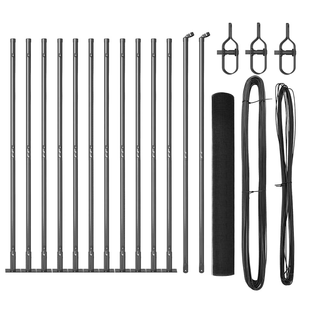 vidaXL Zaunpfosten Grau 25 x 0,8 m (12 x 12 mm Mesh) Stahl und PVC Image