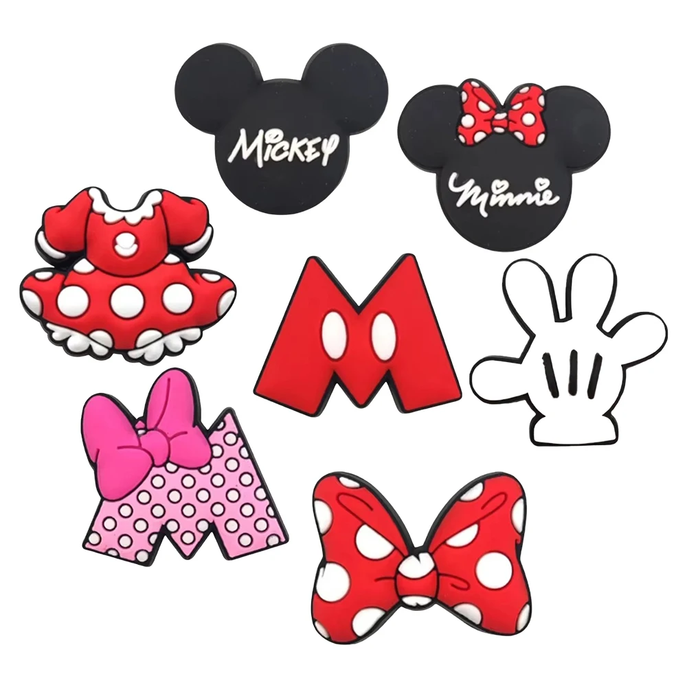 7-100PCS Disney Mickey und Minnie Schuh Charm Mix Großhandel PVC Dekoration Schnalle Sandale Schuh Abnehmbare Wasserdicht Zu Weihnachten geschenk