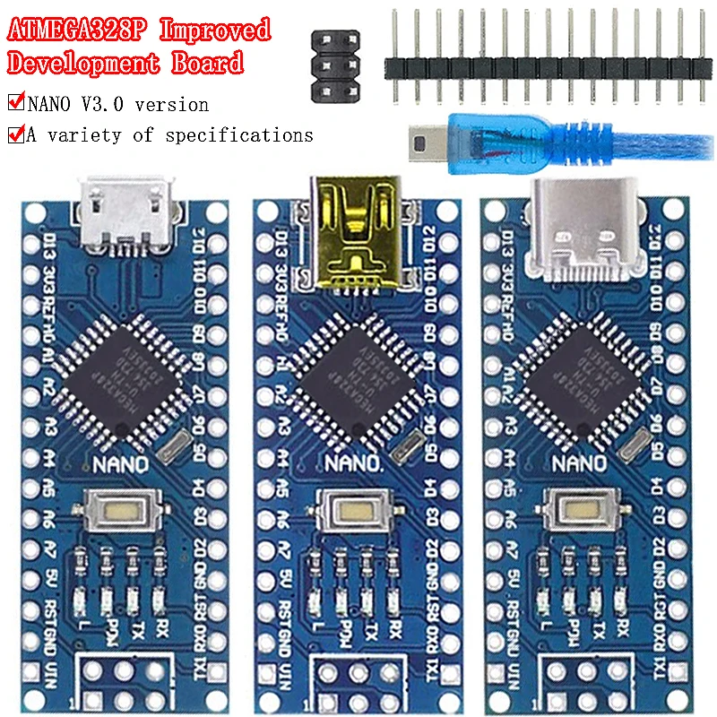 Nano 3.0 Con Controller Compatibile Bootloader Mini/Tipo C/Micro USB CH340 Driver USB 16Mhz ATMEGA328P/PB Per Arduino