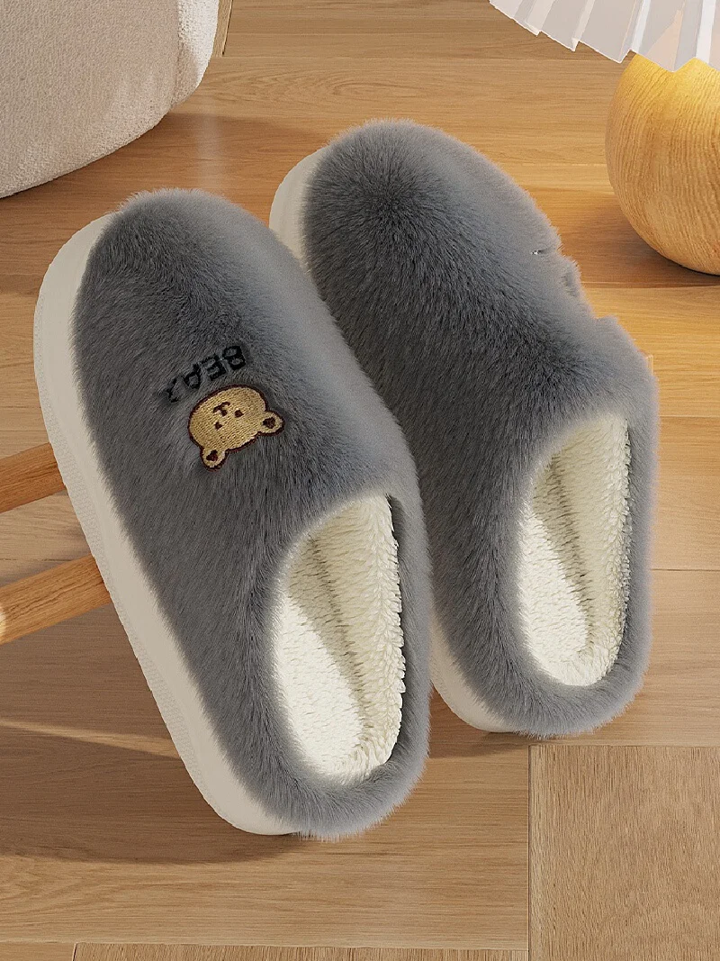 Neue 2025, Baumwolle Hausschuhe, Cartoon, warm, Plüsch, für den Innenbereich, bequeme Herbst-Winter-Schuhe zum Entspannen zu Hause