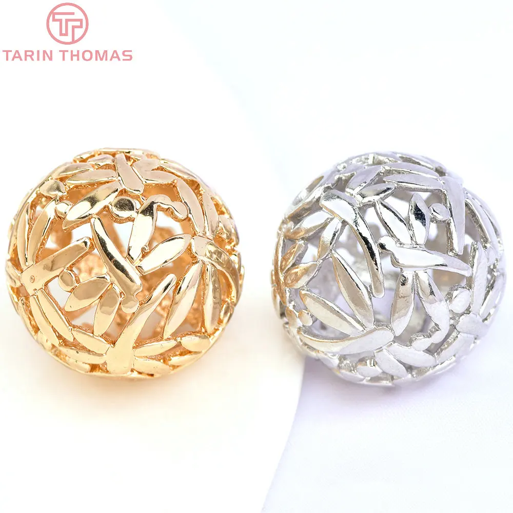 (3034)4 pezzi 23MM foro 3.5MM 24K Color oro placcato ottone vuoto bambù distanziatore perline braccialetto perline accessori gioielli di alta qualità