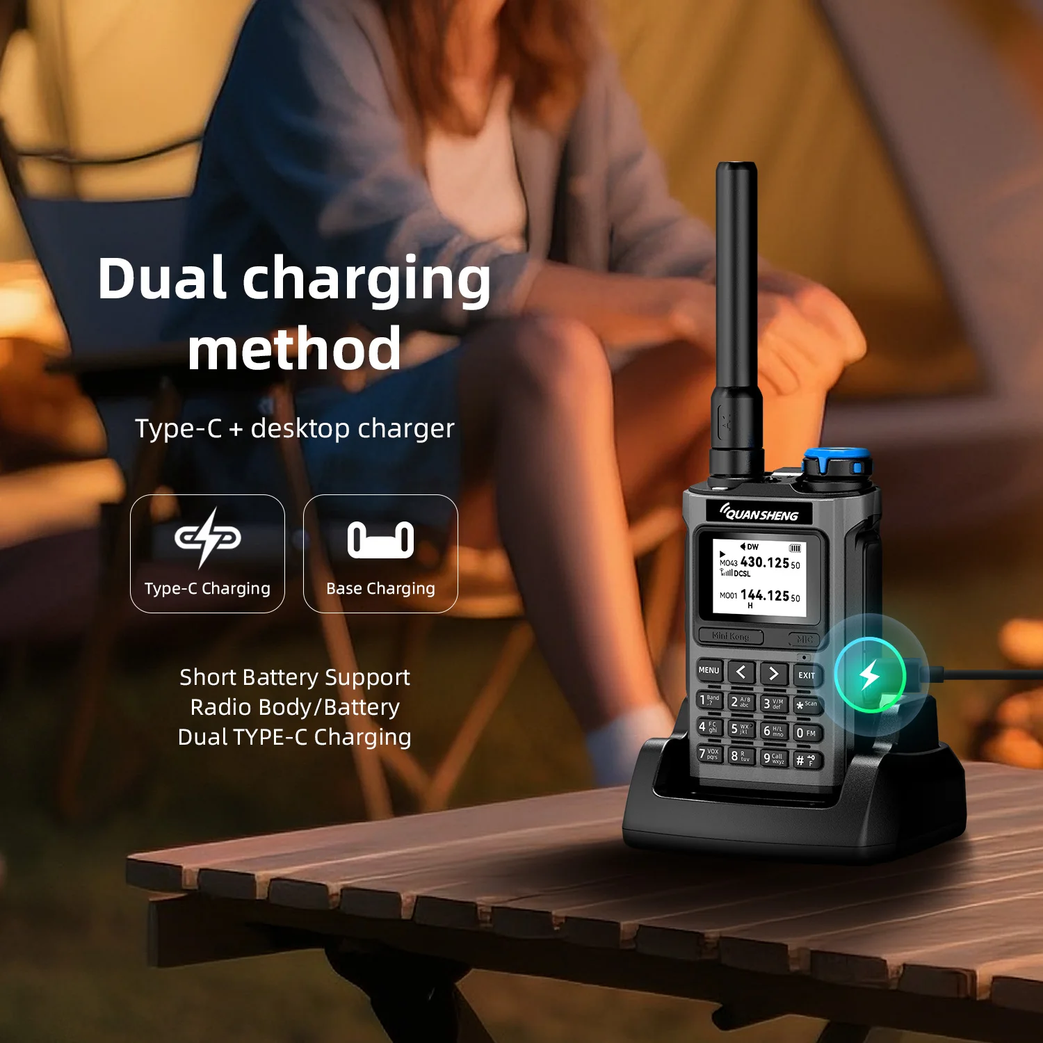 QUANSHENG UV-K1 Air Band Walkie Talkie Aviation Empfang Wireless Copy Frequency Meter Typ-C NOAA Multi-Band Two Way Radio UV Image