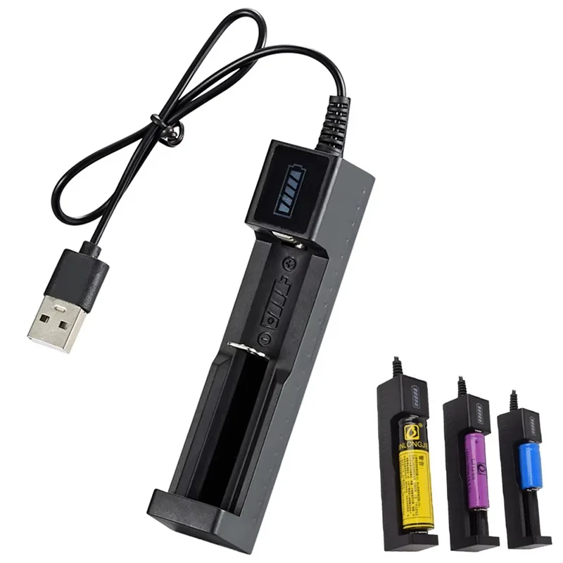 1 Slot USB Ladegerät Adapter 3,7 V-4,2 V Smart Chargering Für Wiederaufladbare Batterien 16340 14500 18650 26650 Lithium-Batterie Ladegerät Image