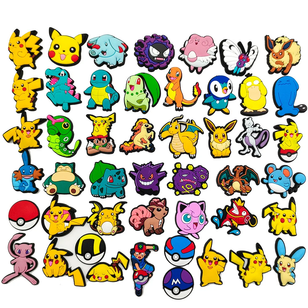 9-47 Stück Pokemon Pikachu Schuhe Charms Cartoon Clogs Sandalen Dekoration PVC Schuhzubehör Charms Schnalle für Freunde Partygeschenke