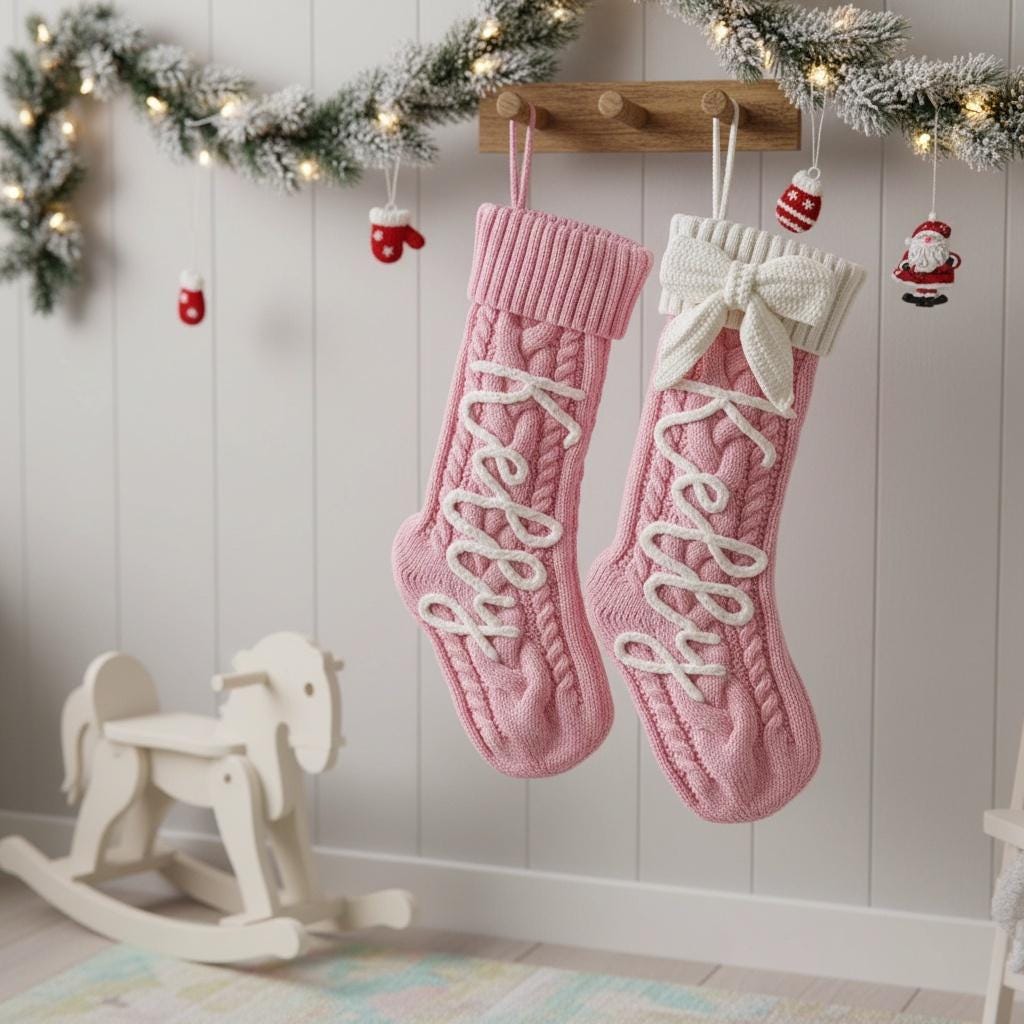 calza di Natale per bambina, calza di Natale per bambini, calza di Natale rosa, calza di Natale per bambina, prima calza di Natale per neonato