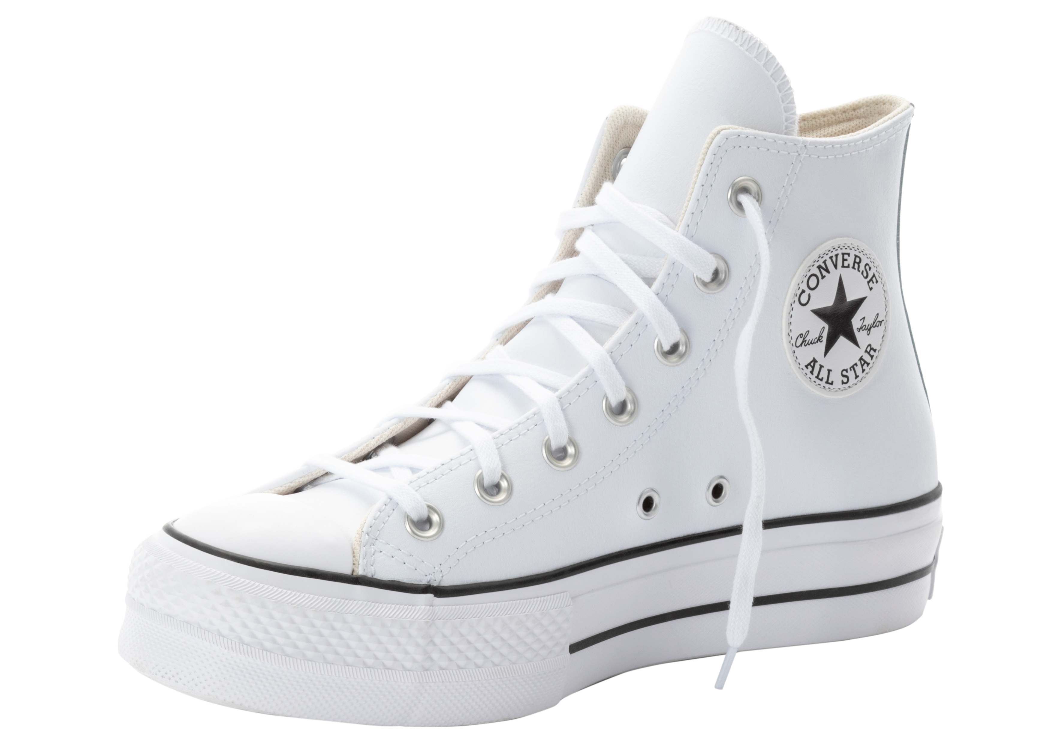 Sneaker CONVERSE "CHUCK TAYLOR ALL STAR LEATHER PLATFORM", Damen, Gr. 41, weiß (weiß, weiß), Leder, Schuhe Sneaker