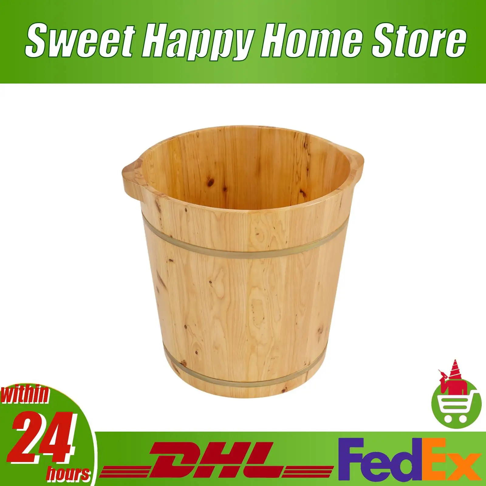 Fuß-Spa-Eimer aus Holz, Zypressen-Fußbadewanne mit Wärmespeicherung für Zuhause/Entspannung Image