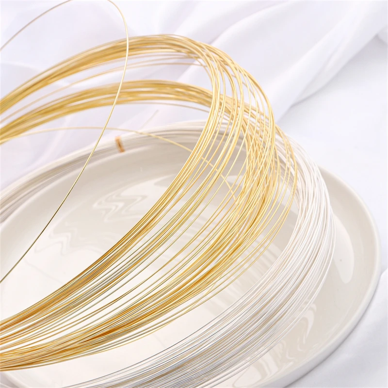 1m Großhandel 0.4/0.5/0.6/0.7/0.8/1mm Messing Kupfer Draht 14K gold/Silber Überzogene Perlen Draht Für Schmuck Machen DIY Handwerk Armband