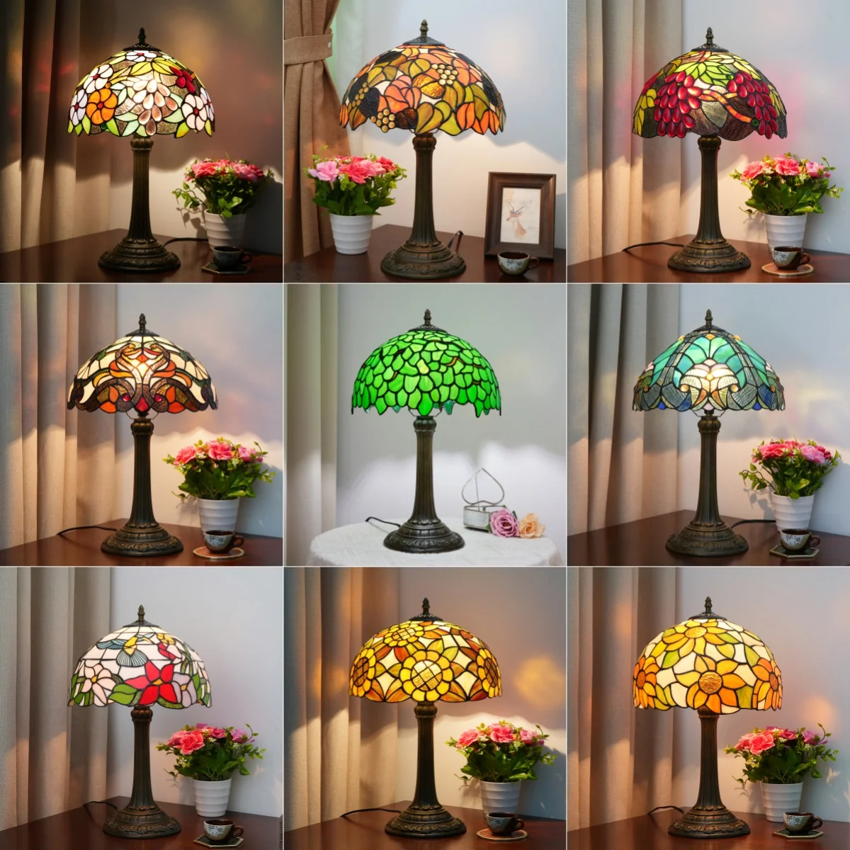 Retro Landhausstil Buntglas Schreibtisch Licht Home Decor Mittelmeer Schlafzimmer Nachttisch Lampe Restaurant Bar Cafe Nachtlicht