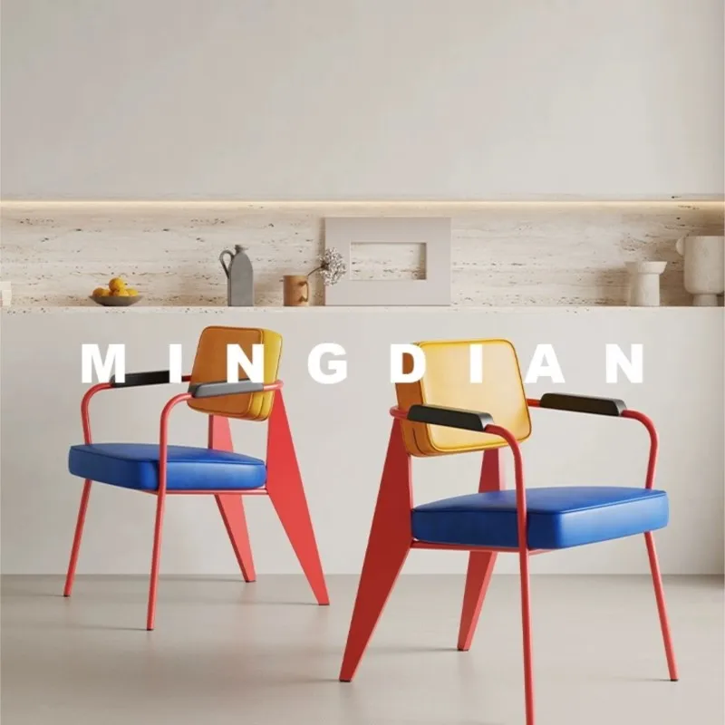 MOMO Esszimmerstühle Memphis Farblich passende Hocker Künstler-Liegestühle Handgefertigter Netsuke Iron Designs Wohnzimmerstuhl Image