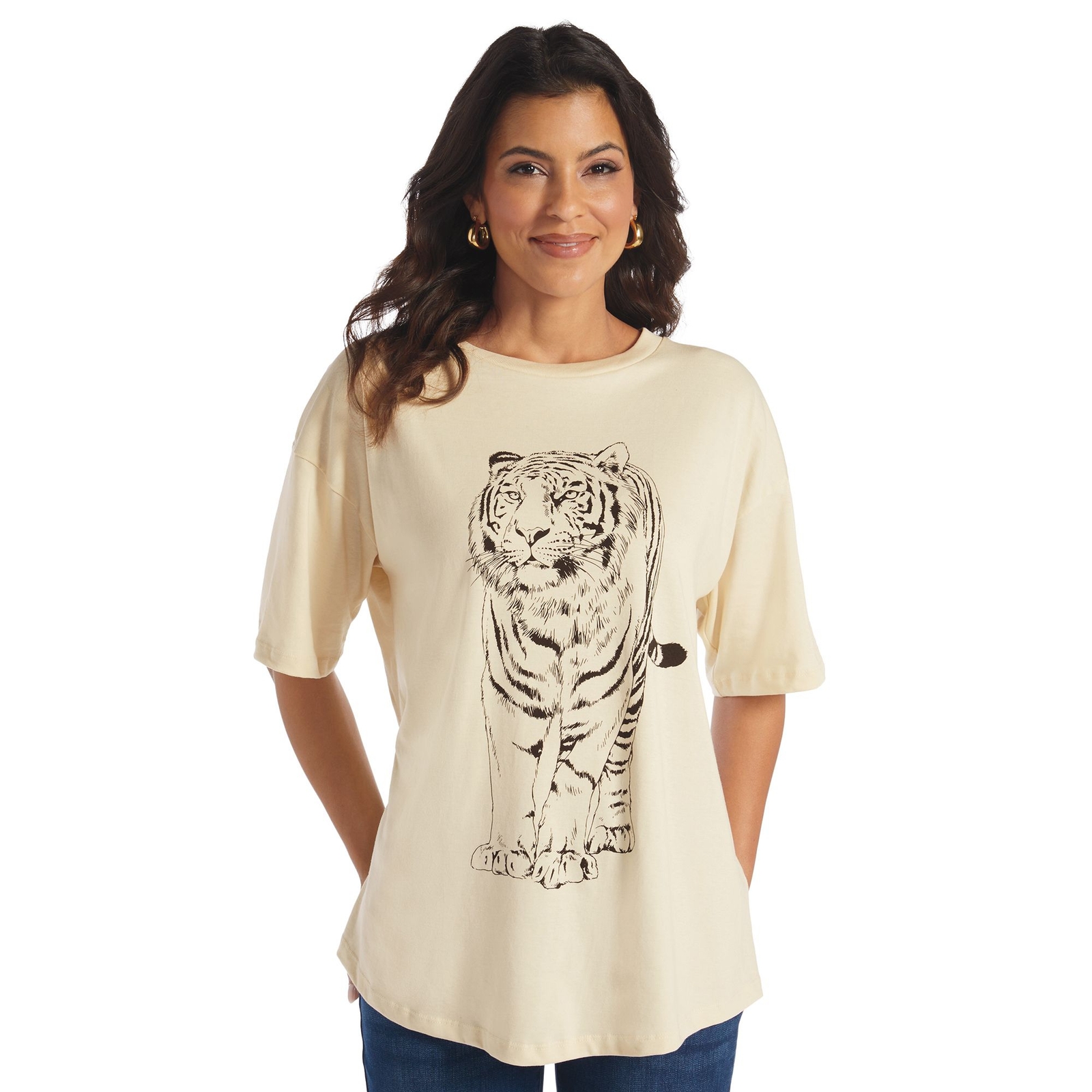 Masseys Vintage Crewneck Tee (Size S) Tiger/Bone, Cotton
