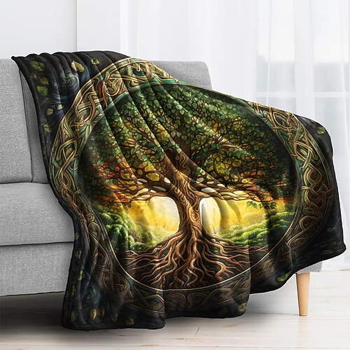 Tapisserie Decke Fleecedecken Baum des Lebens 3D Fantasie Schlafzimmer Sofa Bett Dekorative Decke Warme Decke Wohndeko Image