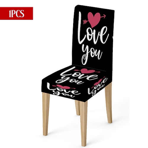 Valentinstag-Stuhlhusse aus Stretchmaterial, schwarz-weiß kariert, mit Herz- und Schleifenmotiv, waschbar, für Esszimmer, Küche, Wohnzimmer, Restaurant oder andere Winterdekoration, 1/4/6 Stück