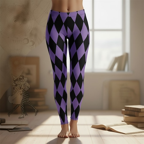 Karnevalskostüm Kölner Karneval 2026 Clown Narr 钻石纹 Karneval Hose Leggings Cosplay Erwachsene Damen Karneval Lässig Party Einfaches Karnevalskostüm Verkleiden Image