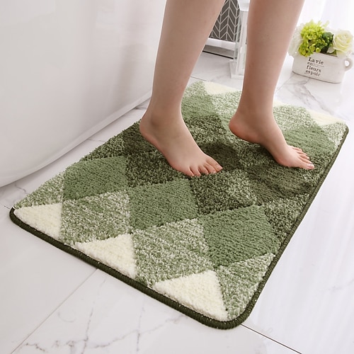 Badezimmermatte, flauschiger Bodenteppich mit Farbverlauf, saugfähig, rutschfest, einladende Fußmatte für Badezimmer, Toilette, Eingangsbereich Image