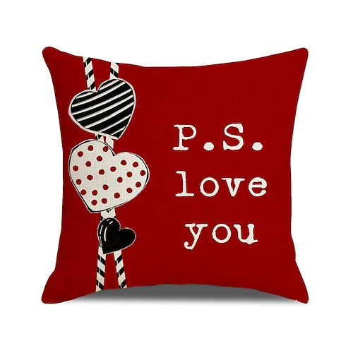 Valentinstag-Herzkissenbezug, amerikanischer Liebesdruck, romantisches Dekokissen für Sofa, gemütliches Kissen für Wohn- und Schlafzimmer Image