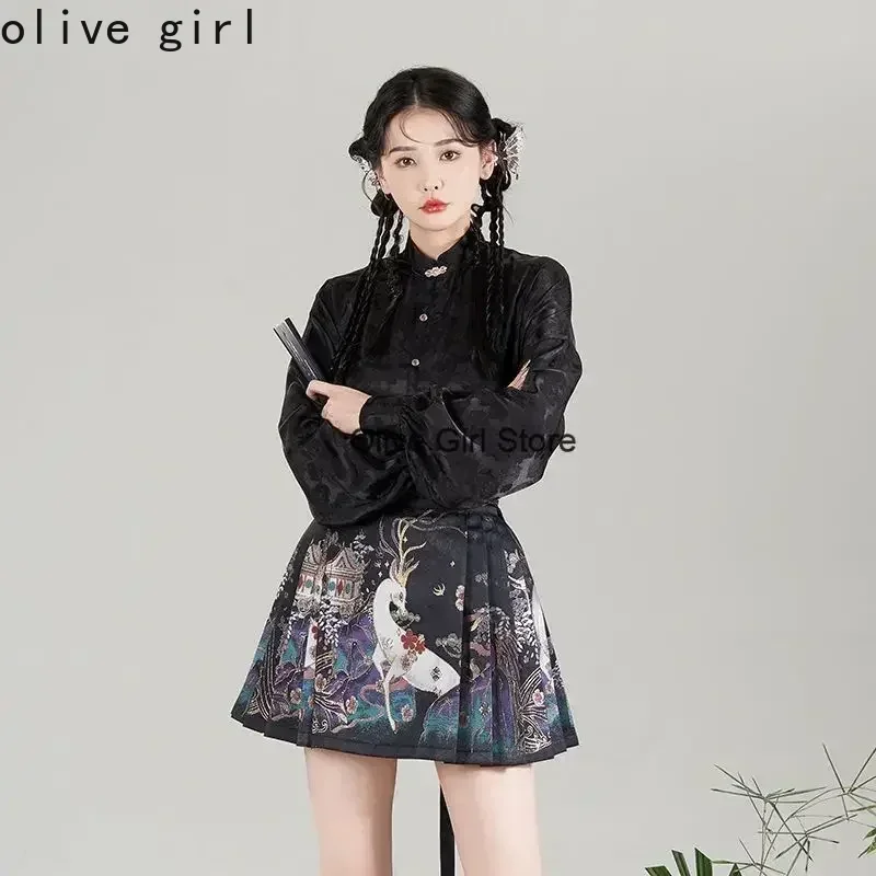 Rock mit Pferdegesicht, Weben, Goldimitieren, Make-up, Weben, Brokat, Sommer, chinesische traditionelle Hanfu-Damenbekleidung Image