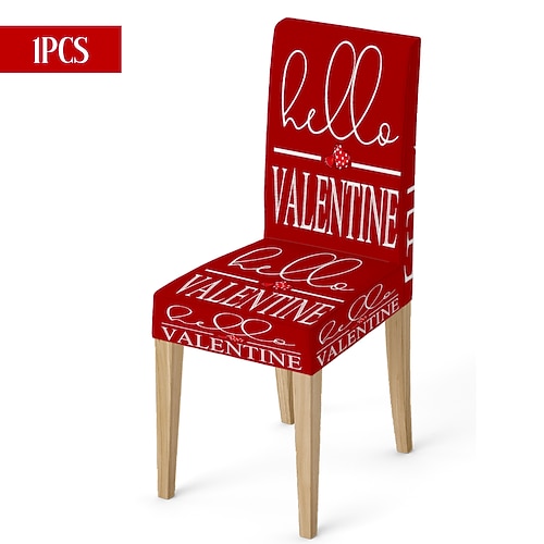 Valentinstag-Stuhlhusse aus Stretchmaterial, schwarz-weiß kariert, mit Herz- und Schleifenmotiv, waschbar, für Esszimmerstühle, Esszimmerstühle, Küchen und Wohnzimmer, geeignet für den Winter, 1/4/6 Image