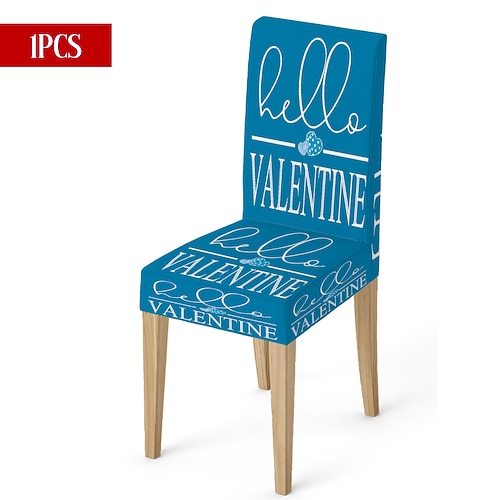 Valentinstag Stretch-Esszimmerstuhlbezug, schwarz-weiß kariert, Herz-Schleife, waschbar, für Autostühle, Winter, Zuhause, Restaurant, Küche, Wohnzimmer, 1/4/6 Stück Image