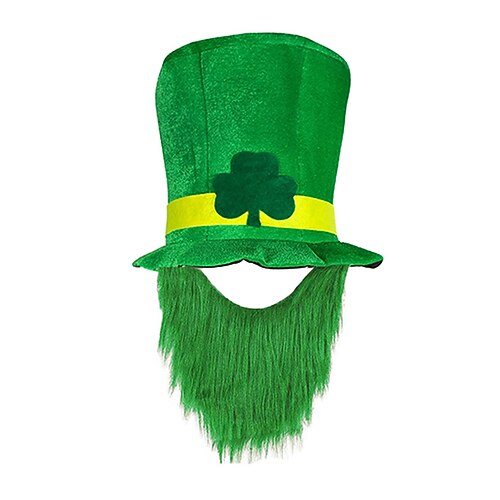Herren-Kostümset zum St. Patrick's Day: Koboldhut und künstlicher Bart, grüner irischer Zylinder mit abnehmbarem Kunstbart, weiches Polyester, in verschiedenen Farben erhältlich – ideal für Paraden, Partys und Festivals. Image