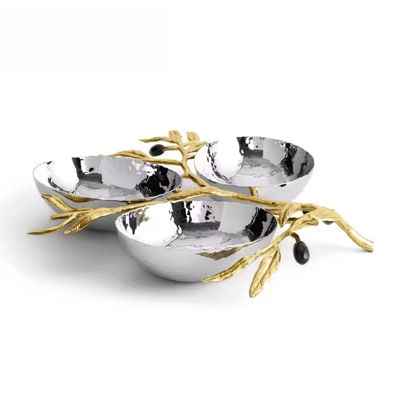 Goldener Ginkgo-Obstteller aus Metall, kreativer Snackteller, handgefertigt, leicht, luxuriös, Geburtstagsgeschenk Image