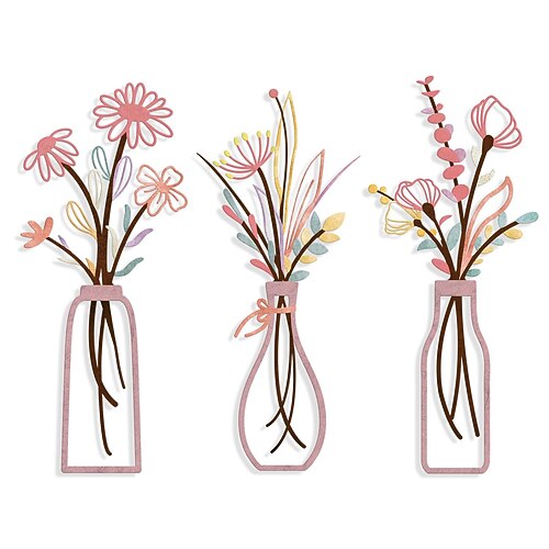 3-teiliges Wanddeko-Set aus Metallblumen – rustikale Landhausdeko, minimalistische Deko für Wohnzimmer, Badezimmer, Schlafzimmer, Esszimmer, Einzugsgeschenk, Weihnachtsdekoration Image